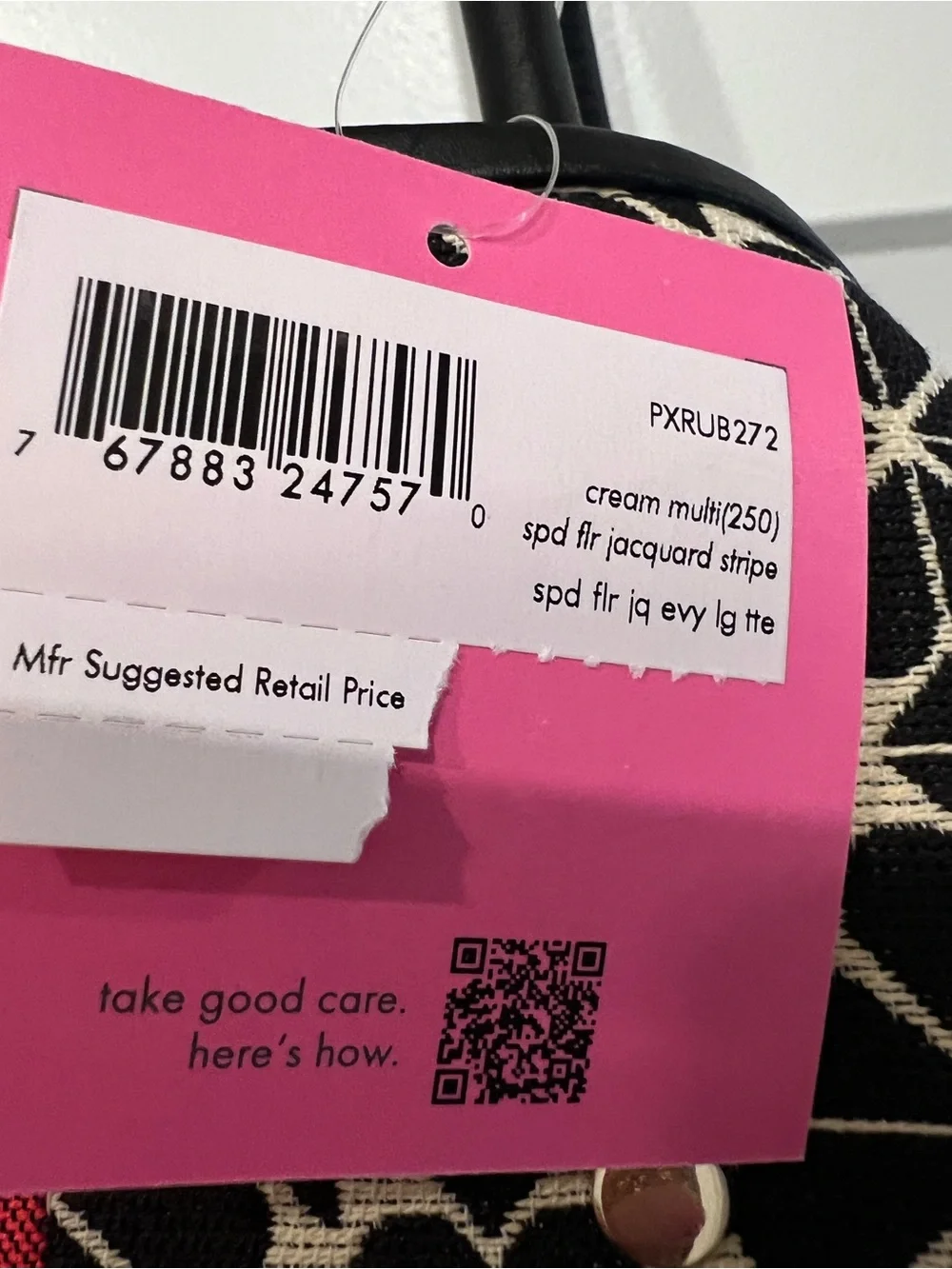 kate spade (Rare) Black & Cream spade floral Tote with Red Center Stripe - Picture 5 of 16